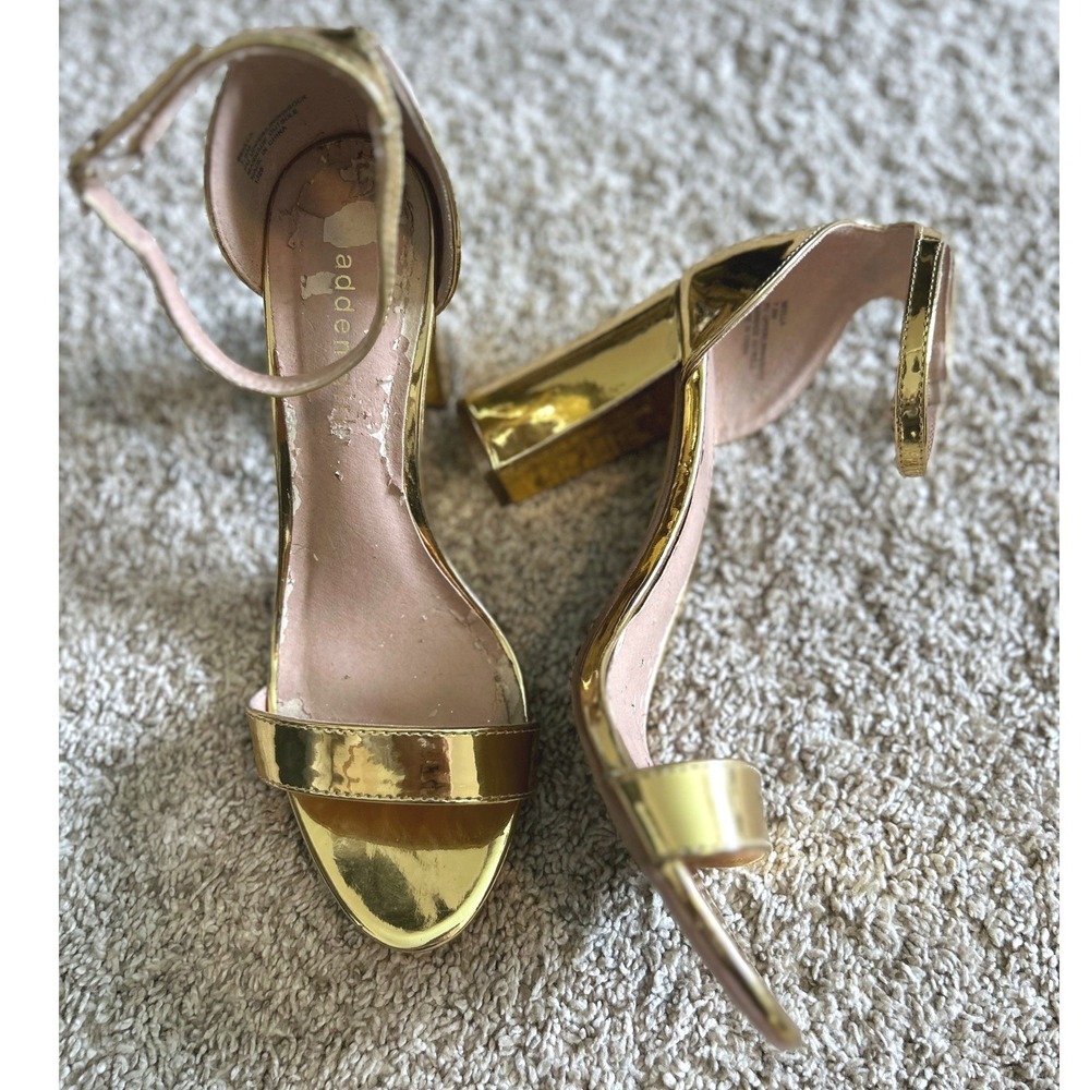 Madden Girl BEELLA Gold Block Heel Sandals SZ‎ 7.5